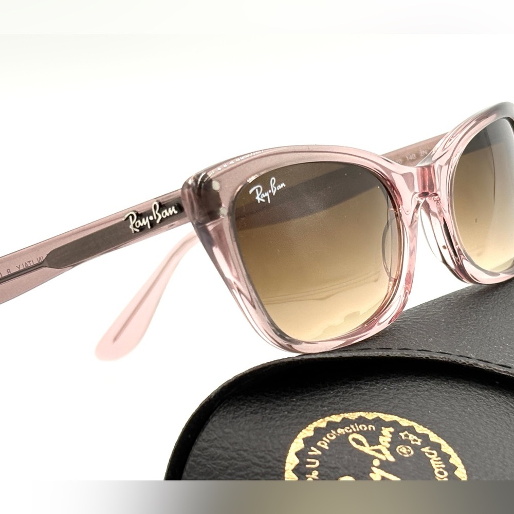 Ray-Ban Pink Transparent Frame Sunglasses with Brown Gradient Lenses - Picture 7 of 11